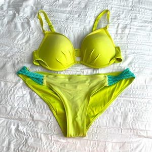 Victoria’s Secret Pink green and blue two piece bikini